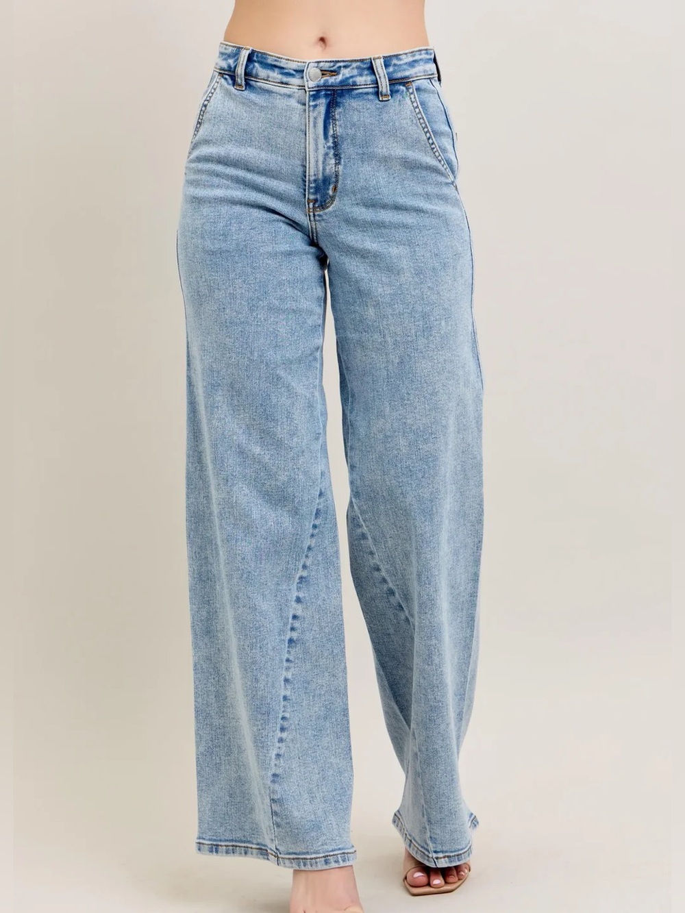 Judy Blue High Waist Retro Wide Leg Jeans Skewed Inseam Womens Sz. 9/29